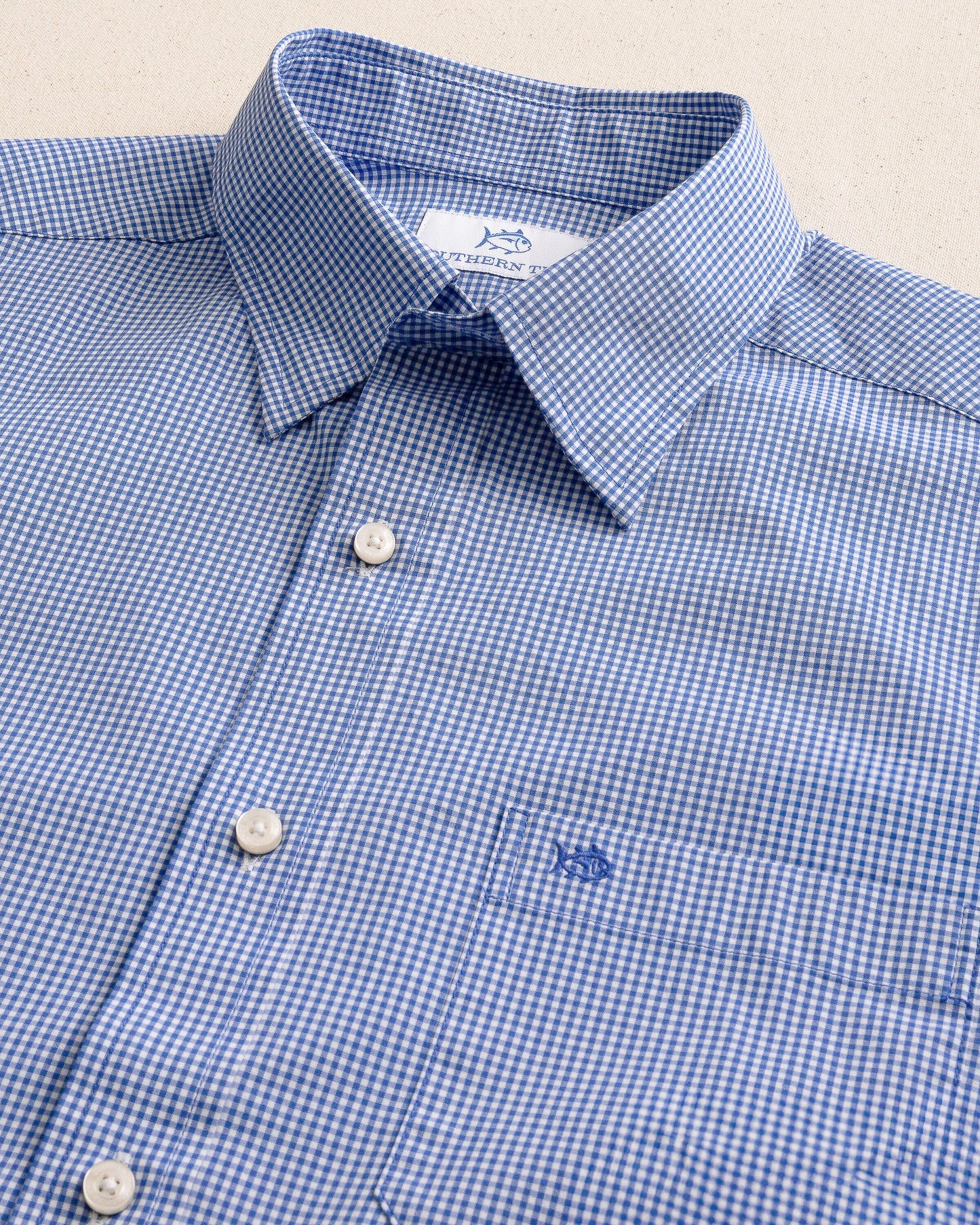 Charleston Parkwood Micro-Gingham Embroidered Sport Shirt
