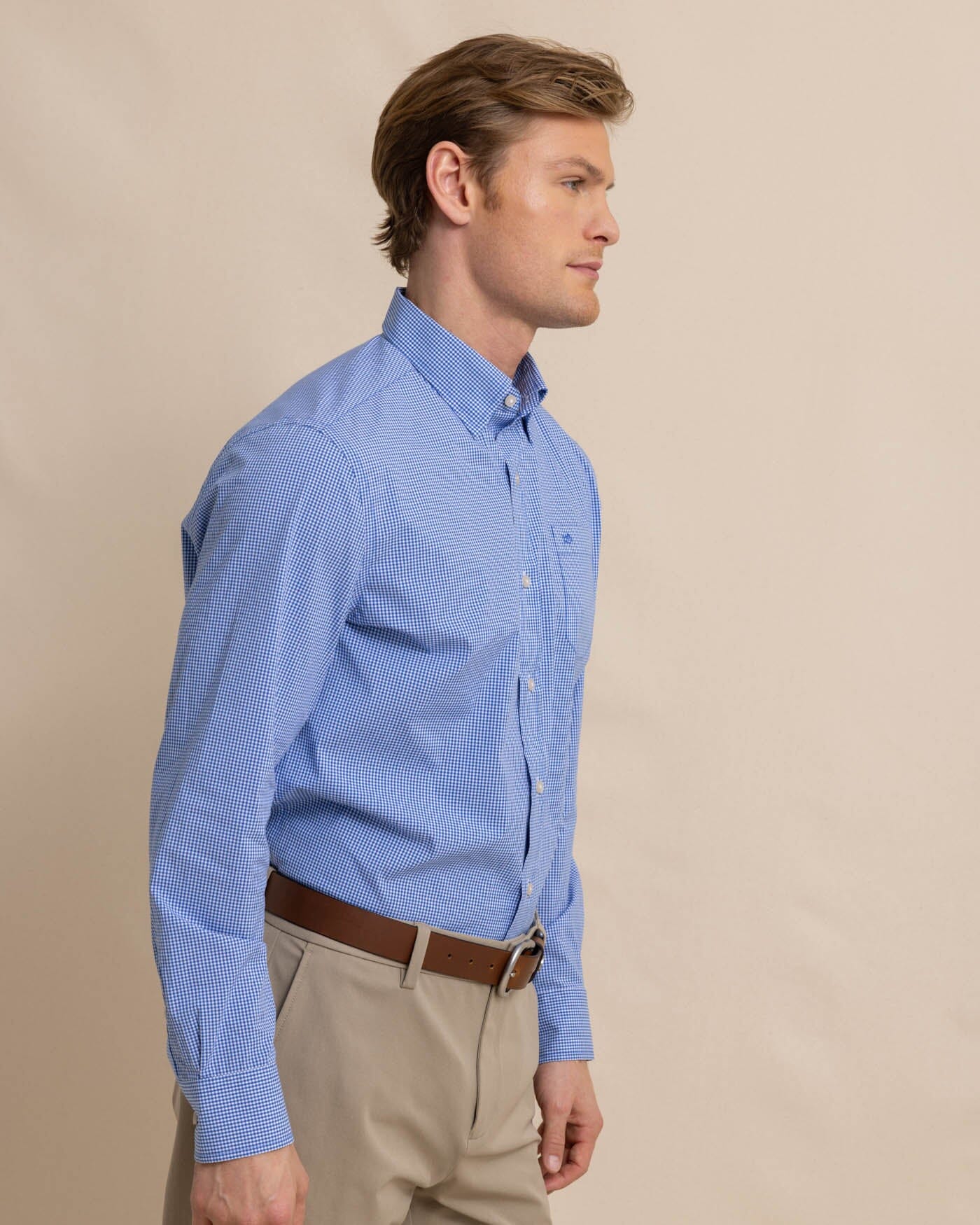 Charleston Parkwood Micro-Gingham Embroidered Sport Shirt