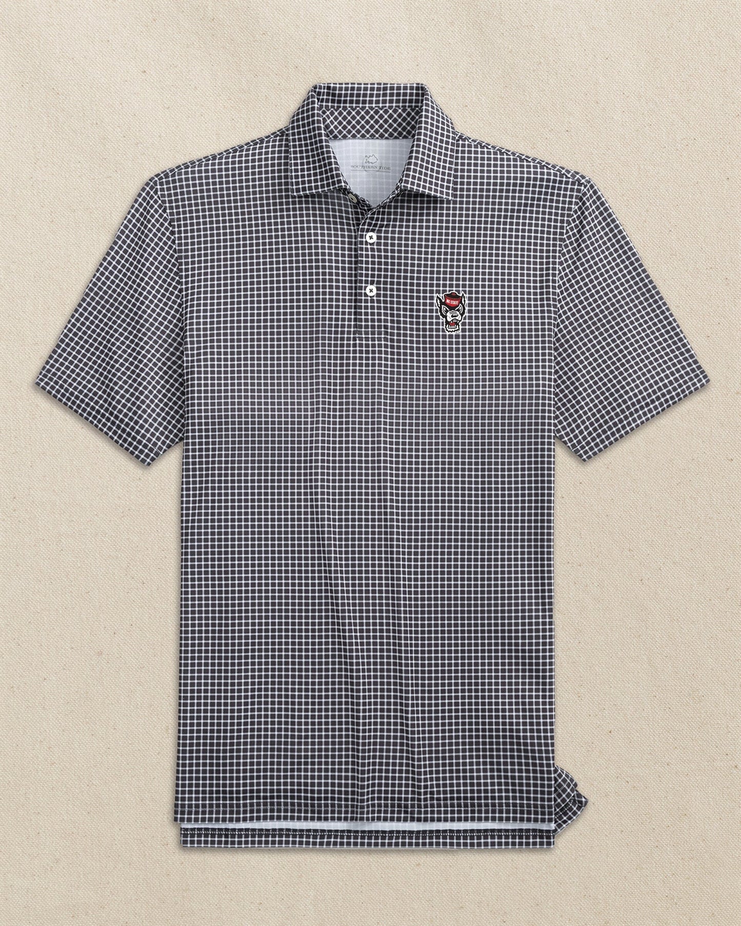 NC State Wolf Head Driver Dunes Edge Plaid Polo